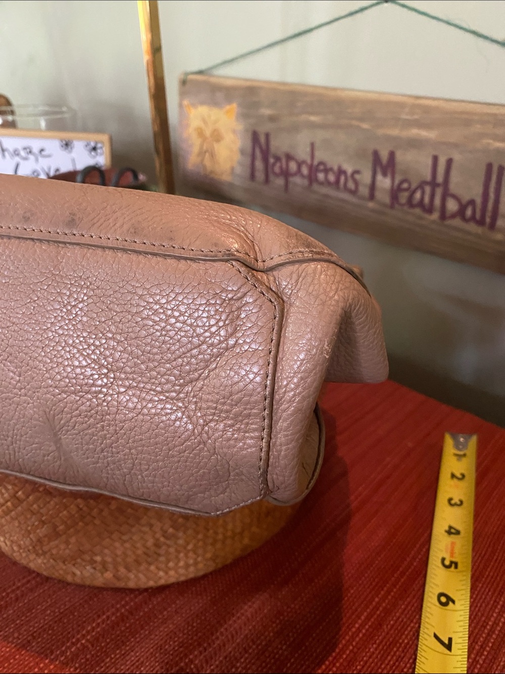 Tory Burch Taupe Leather Marion Saddle Bag Purse. - Picture 10 of 11